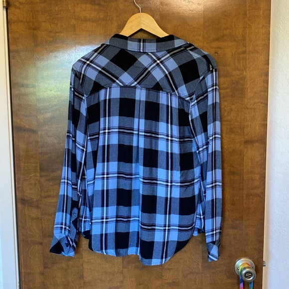 Rails Plaid Blue and Black Casual Button Down Shirt - Picture 3 of 3